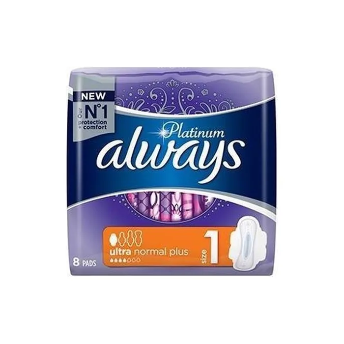 Always Sanitary Towels With Wings Platinum Ultra Normal Plus 8 Pieces