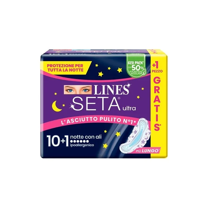 Lines Seta Ultra Night Sanitary Pads 11 Pieces - Regular Absorbency