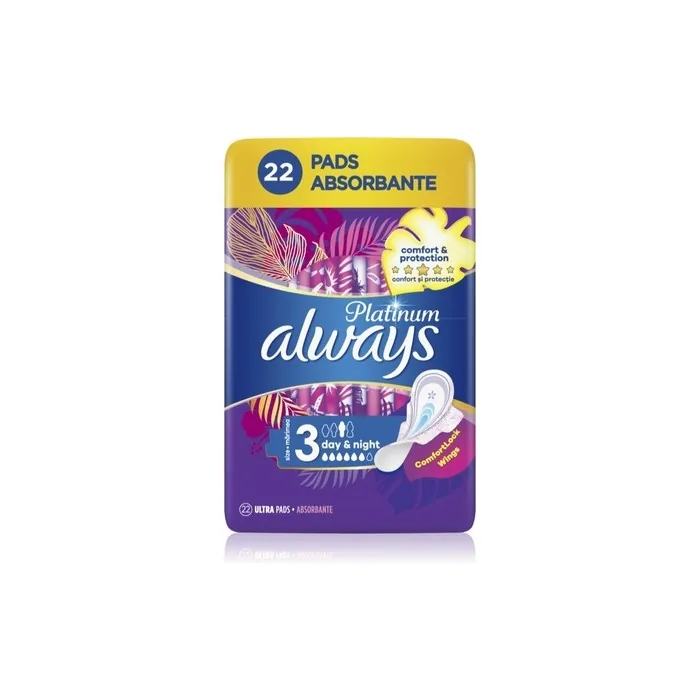 Always Platinum Night Size 3 Sanitary Napkins 22 Pads