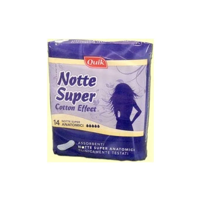 Quik Nacht Super Cotton Effect Anatomical Pads 14 Count