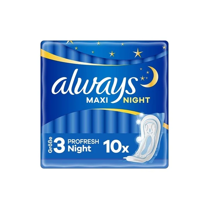 Always Maxi Profresh Night Sanitary Pads Size 3 - Super Absorbent and Odor Neutralizing