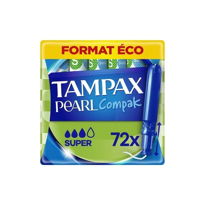 Tampax Compak Pearl Tampons With Applicator Super Eco Size 72 Individual Pockets