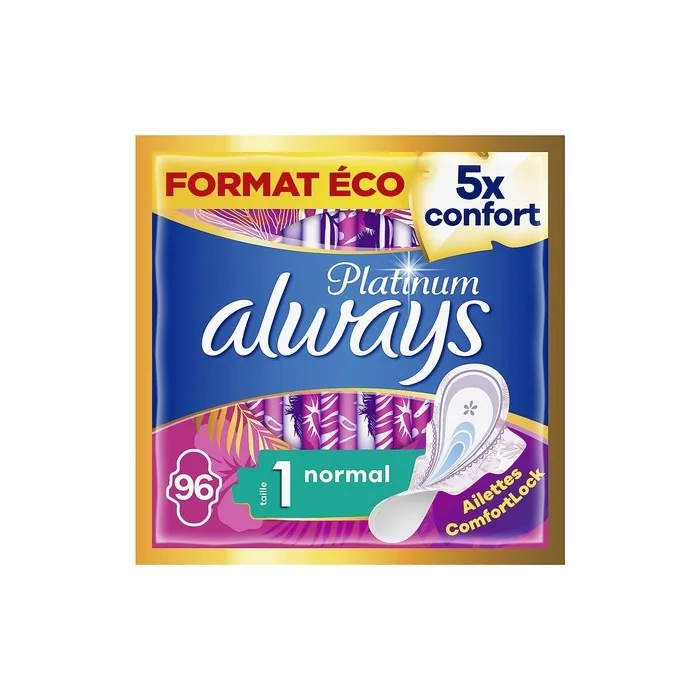 Always Platinum Damenbinden with Wings Normal Plus Eco 5 Comfort Sizes Size 1