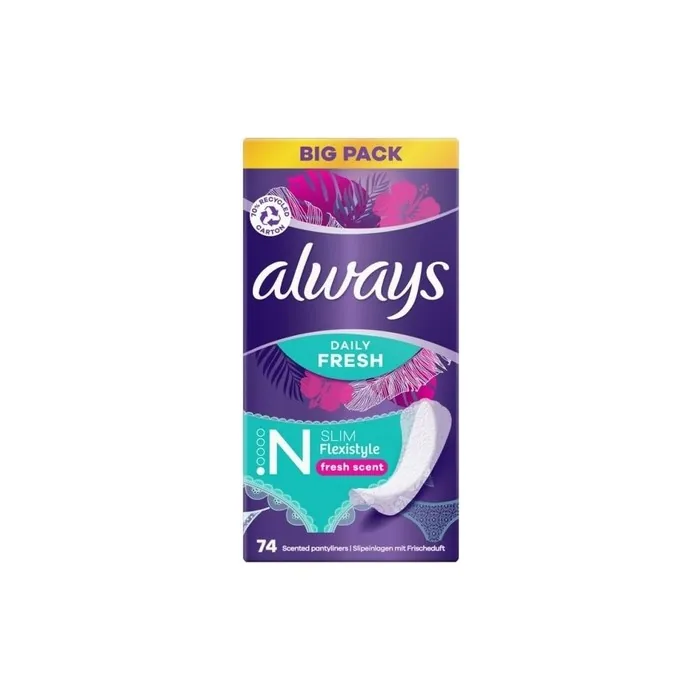 Always Daily Fresh Slim Flexistyle Pantyliners 74 Pieces with Fresh Fragrance Ultra Thin