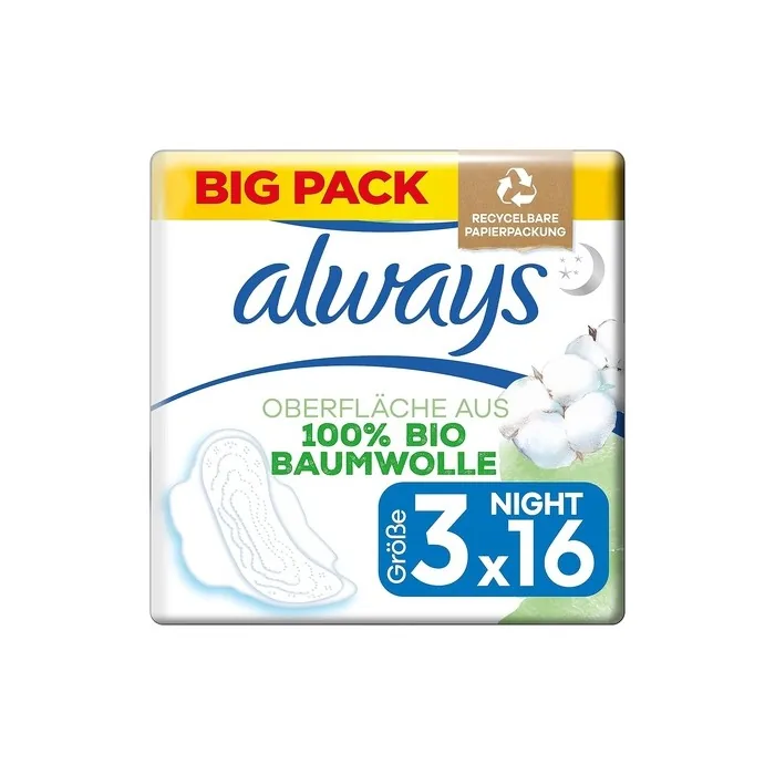 Always Cotton Protection Ultra Night Sanitary Pads with Wings X16 16 Pieces
