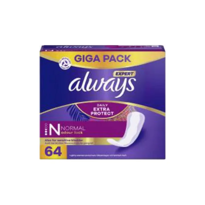 Always Dailies Extra Protect Women's Pantiliners Normal 64 Pads Instantly Locks Odours and Liquids for Maximum Day Protection