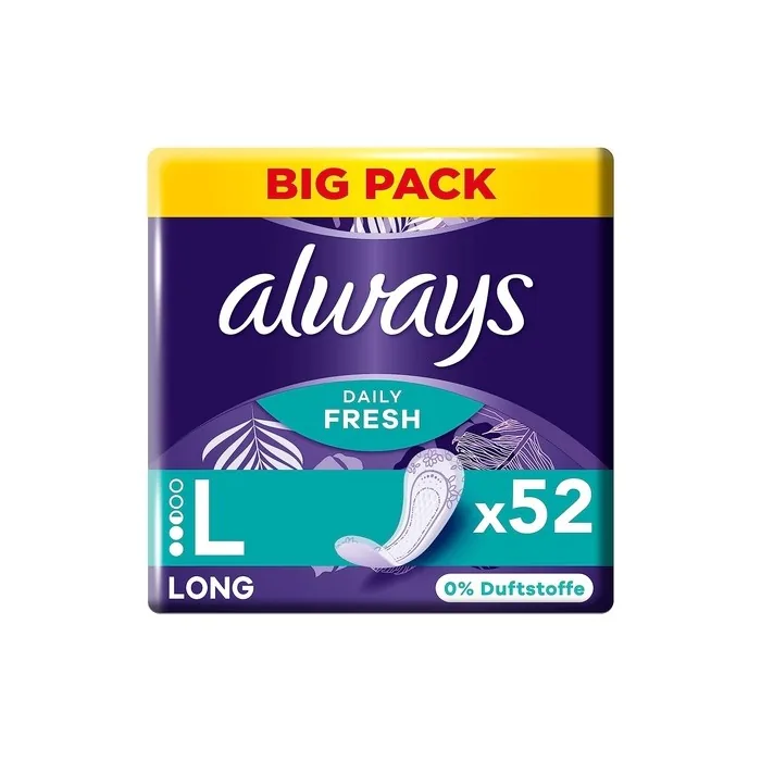 Always Daily Fresh Long Pantyliners 52 Pieces 0% Fragrance