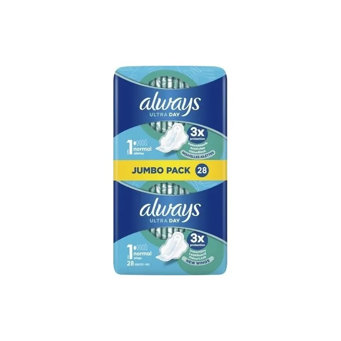 Always Ultra Normal Sanitary Pads With Wings 28 Pieces
