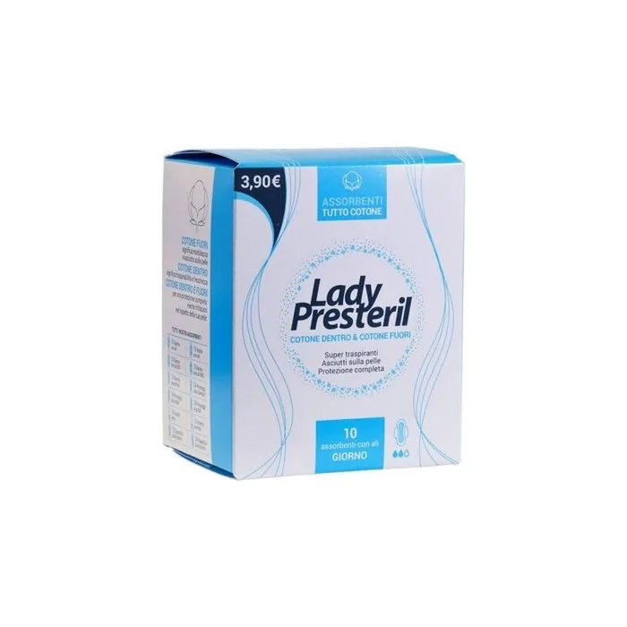 Lady Presteril Cotton 10 Sanitary Pads with Wings - Day