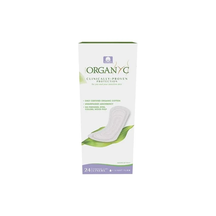 Organyc Hypoallergenic 100% Organic Cotton Panty Liners Flat 24 Count
