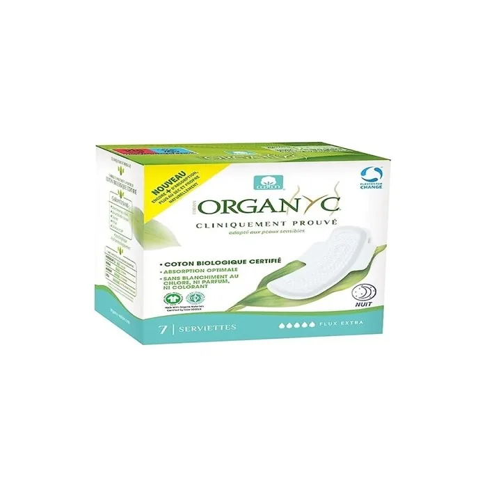 Organyc Organic Cotton Night Pads with Wings Certified SUPER PLUS 7 Pack