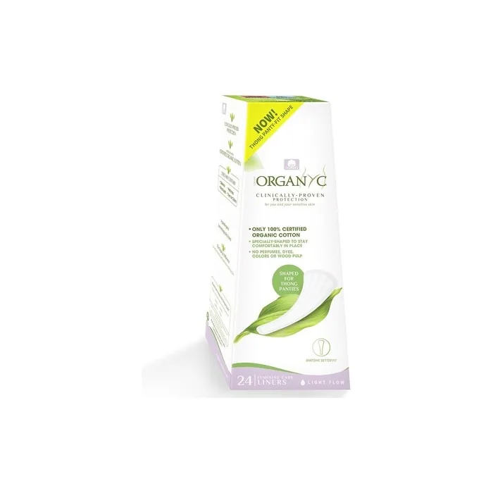 Organyc Panty Liners for Thong Certified Organic Cotton Ultra-Thin and Comfortable Ideal for Everyday Freshness Pack of 24