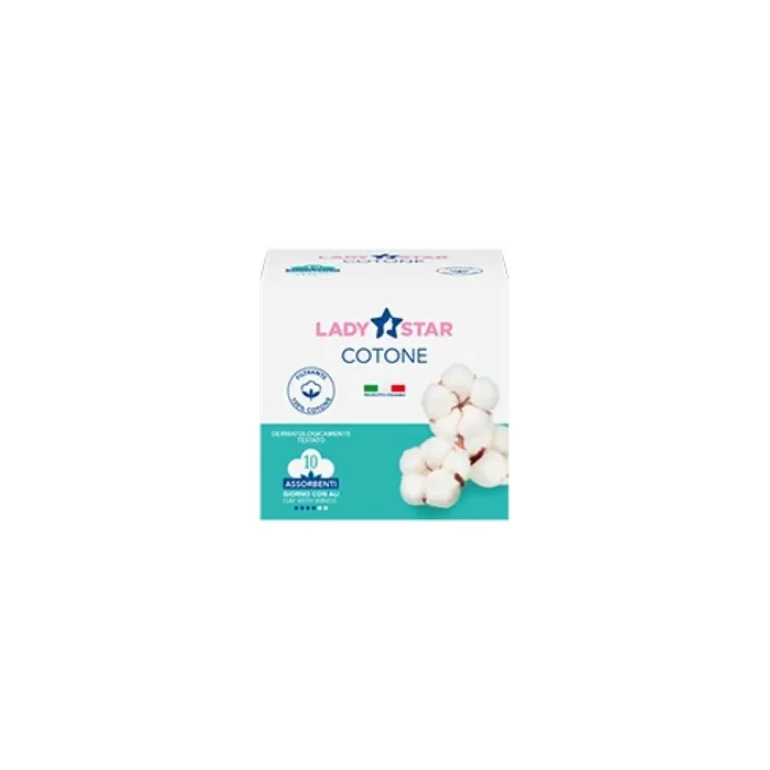 Ladystar Cotton Day Pads With Wings - 10 Pieces