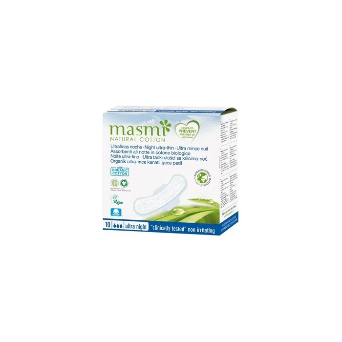 Masmi Night Pads With Wings Organic Cotton 10 Units