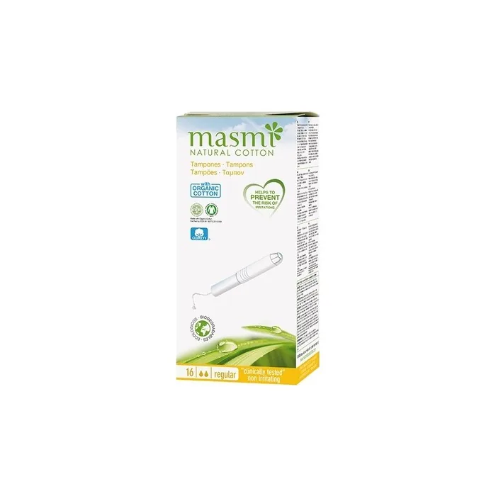 Masmi Natural Cotton Tampons With Organic Cotton With Applicator Regular 16 Pcs