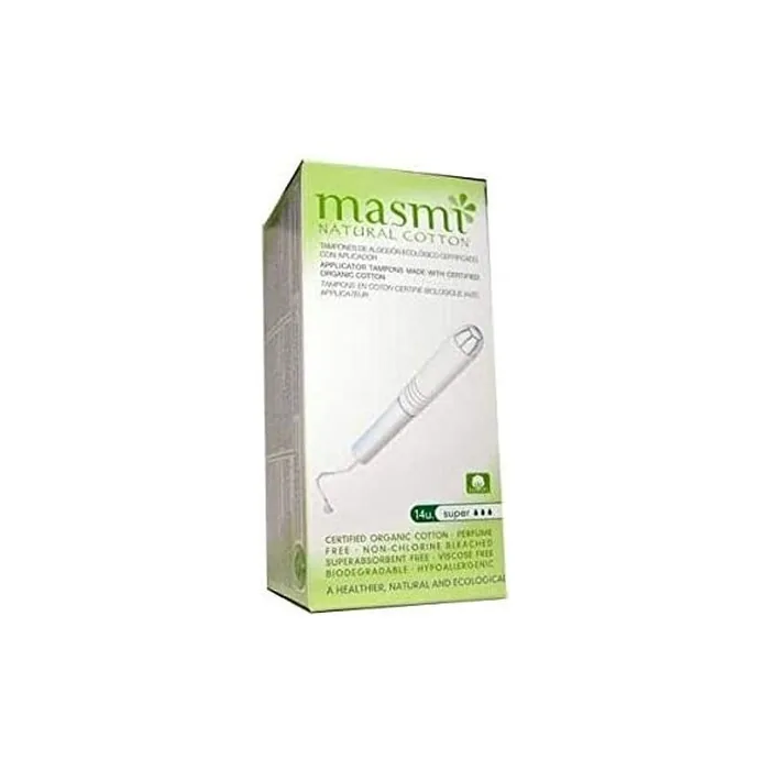 MASMI NATURAL COTTON Bio Tampons Super with Applicator 14 Pieces Super Plus