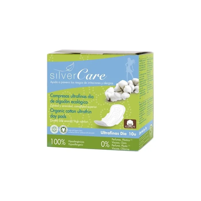 Silver Care Ultra-Thin Cotton Day Pads With Wings - 10 Pieces