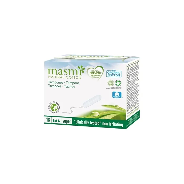 Masmi Organic Cotton Tampons Super - 18 Pieces