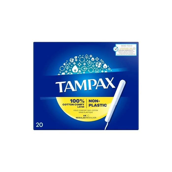 New Tampax 100 Cotton Comfy Layer Non Plastic 20