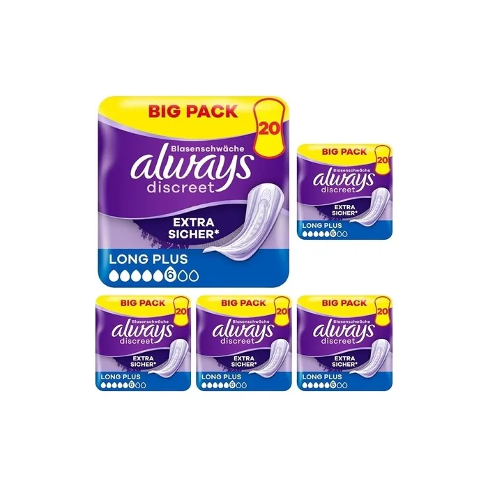 Always Discreet Incontinence Pads for Women Long Plus - Pack of 20