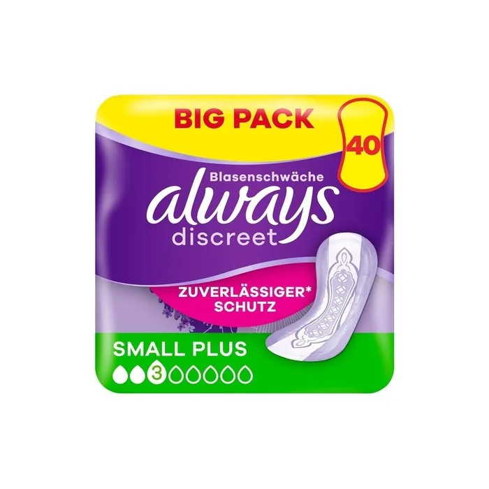 Always Discreet Incontinence Pads For Women Small Plus 40 Pieces