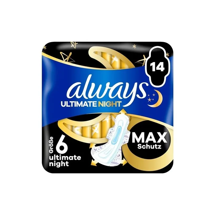 Always Ultimate Night Women's Pads Size 6 With Wings