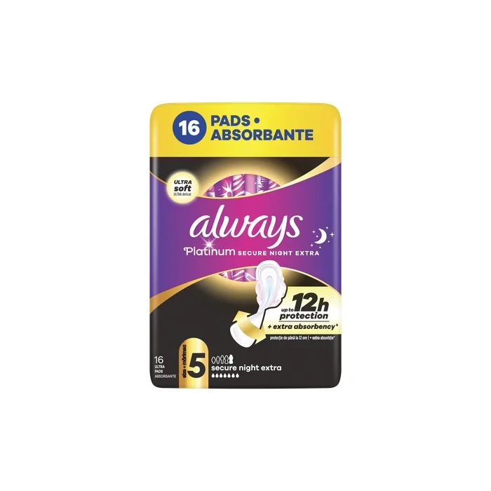 Always Ultra Platinum Secure Night Extra Grip 16 Sanitary Towels