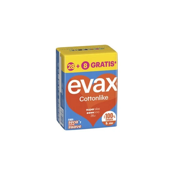 Evax Cottonlike Super Wings Pads 36 Count