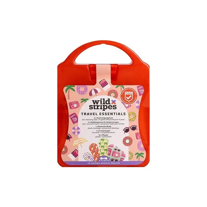 Wild Stripes First Aid Kit Travel - Compact Emergency Kit with Assorted Bandages and Wipes