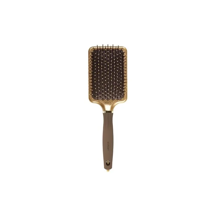 Olivia Garden Expert Care Rectangular Nylon Brites Brush With Nylon Bristles Gold & Brown