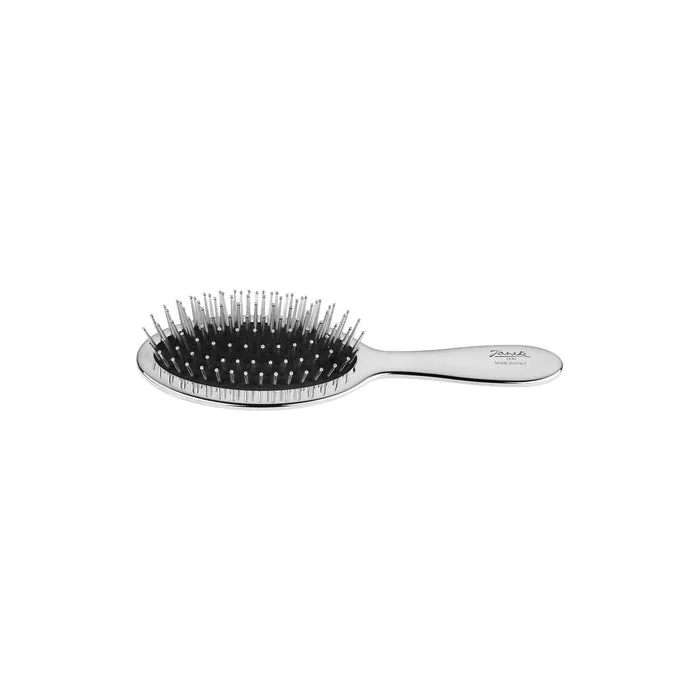Jäneke Hairbrush Chrome-plated Body Chrome-plated Bristles Black Rubber 84g