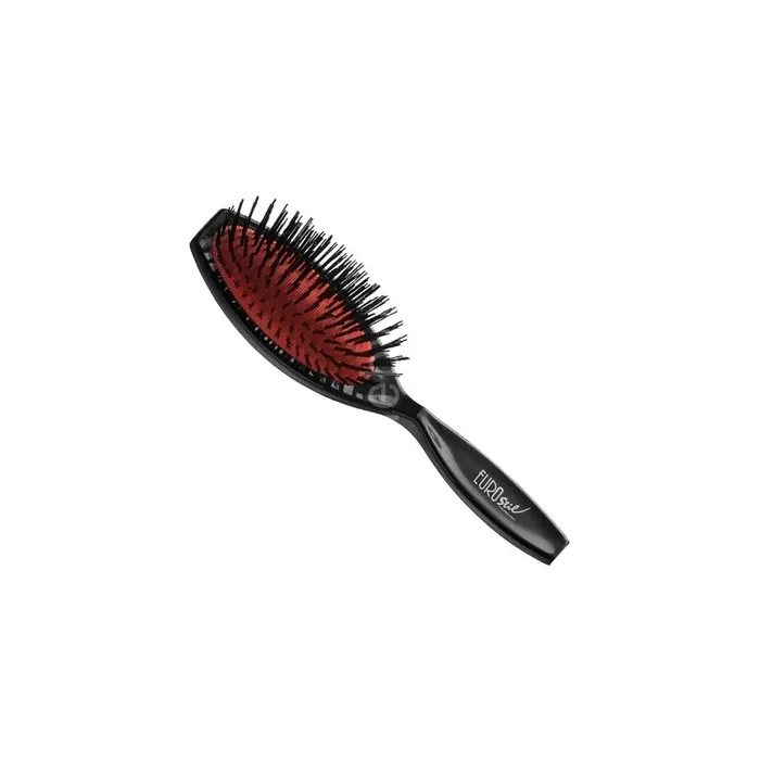Eurostil Medium Nylon Hair Brush With Rubber Handle Black