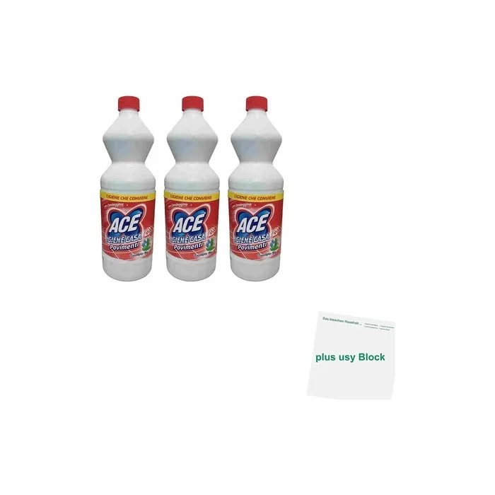 Ace Igiene Casa Bleach Hygiene Cleaner for Hard Floors 1L Bottle with Toilet Block