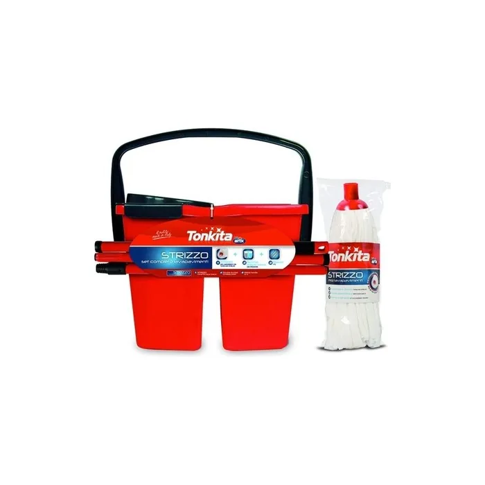 Tonkita Strizzo Floor Cleaning Set 3 Pieces with 2-Bay Bucket