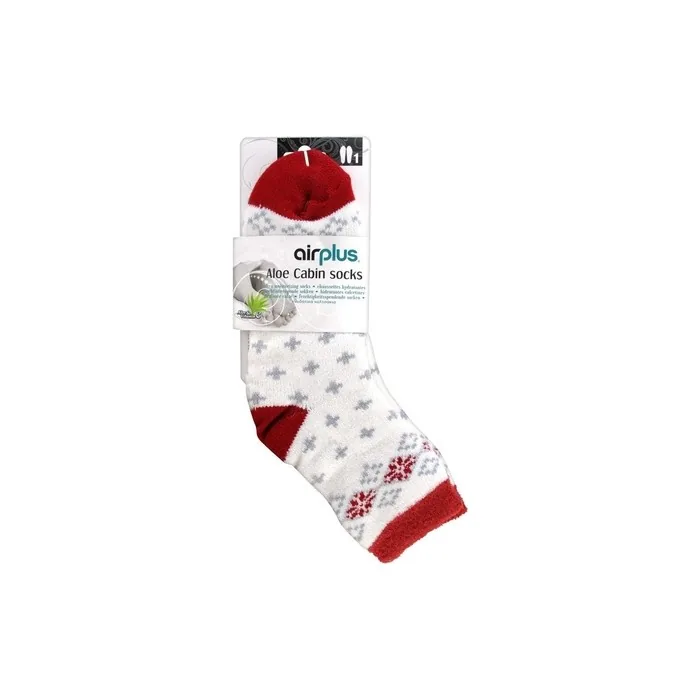 Airplus Aloe Cabin Ultra Moisturizing Socks 35-41 White Red