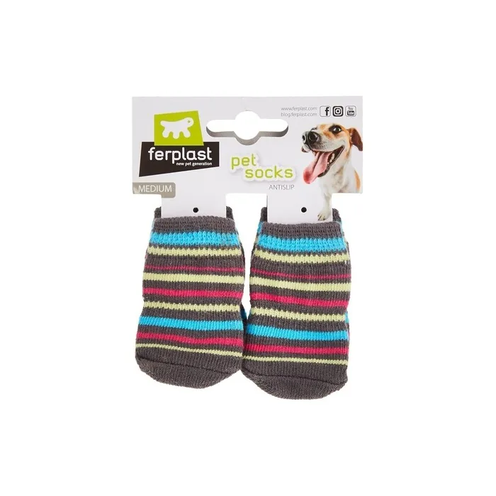 Ferplast Pet Socks Antislip Soft Dog Socks Mixed Colors