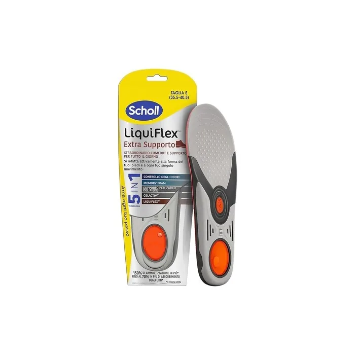 Scholl Liquiflex Extra Support Adjustable Insoles with Memory Foam and 5-in-1 Technology for Work Shoes 35.5-40.5
