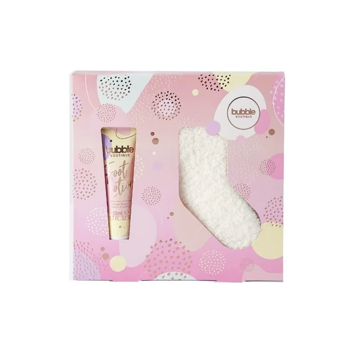 Style & Grace Bubble Boutique Sock Gift Set 50ml Foot Lotion + 1 Pair of Socks - Eco Packaging
