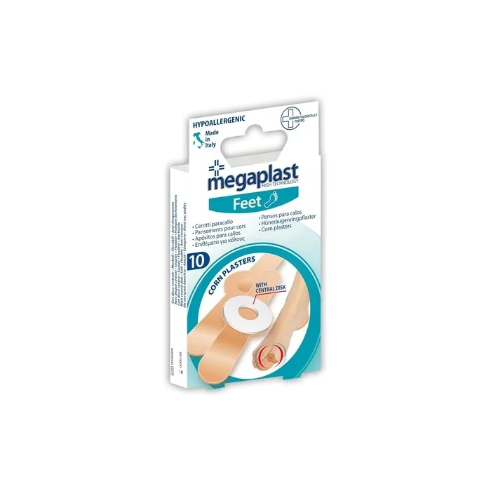 Megaplast Foot Dressing with Central Disc for Corns and Calluses 10 Count 7 cm x 12.5 cm