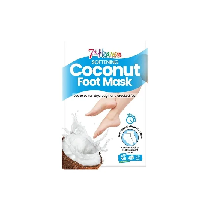 7th Heaven Coconut Foot Mask Socks Softening Moisturising Socks with Shea Butter to Repair Dry Rough and Cracked Feet Feet Masks Treatment with Argan Oil