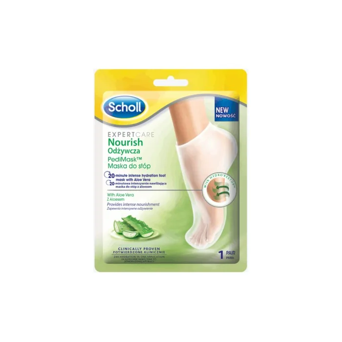 Scholl Nourishing Pedi Mask Socks with Aloe Vera, Shea Butter, Urea, Vitamin E, and Panthenol