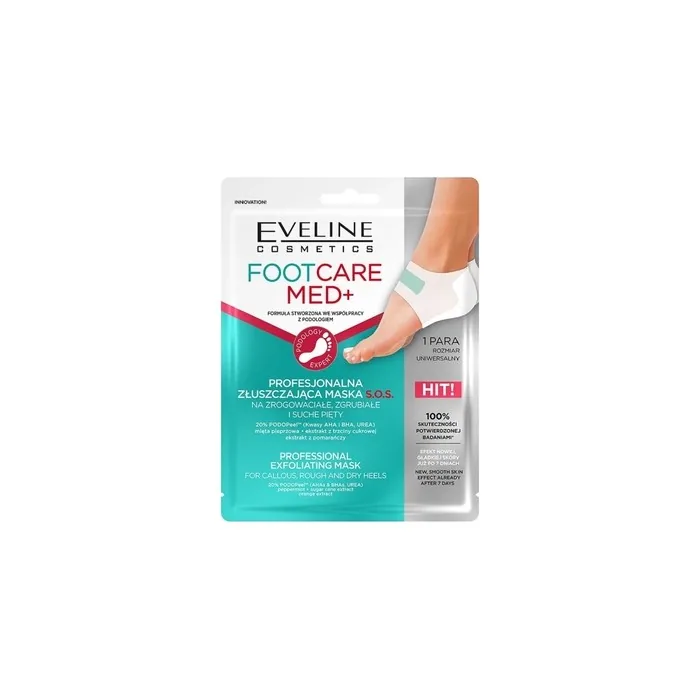 Eveline Foot Care Med+ Professional Exfoliating Sheet Mask S.O.S For Heels 1 Pair