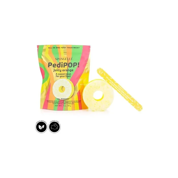 Spongelle Pedipop Pedi Buffer & Nail File Juicy Orange 85g 30 Washes