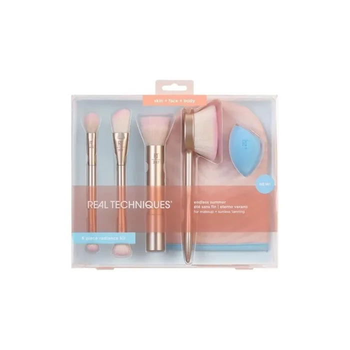 Real Techniques Endless Summer Makeup Brush Kit Premium Quality 6-Piece Set for Face Foundation and Powder