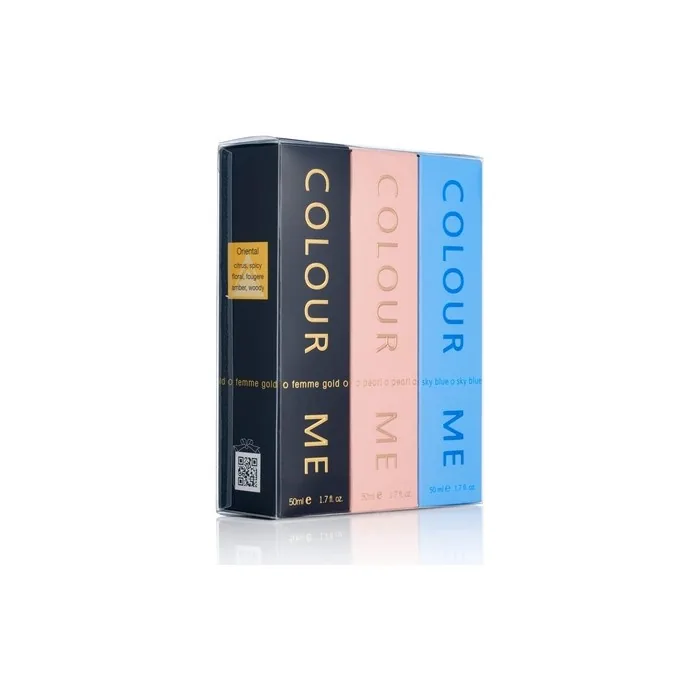 Colour Me Sky Blue/Gold Femme/Pearl Fragrance for Women 3 x 50ml