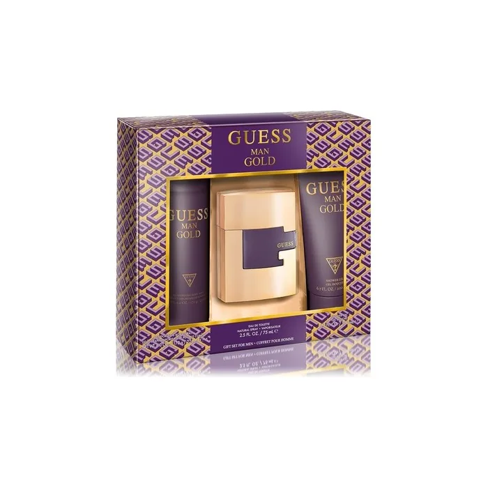 GUESS Gold Man Eau de Toilette - Cologne Spray 2.5 Fl. Oz., Deodorizing Body Spray 6.0 Oz., & Shower Gel 6.7 Fl. Oz.