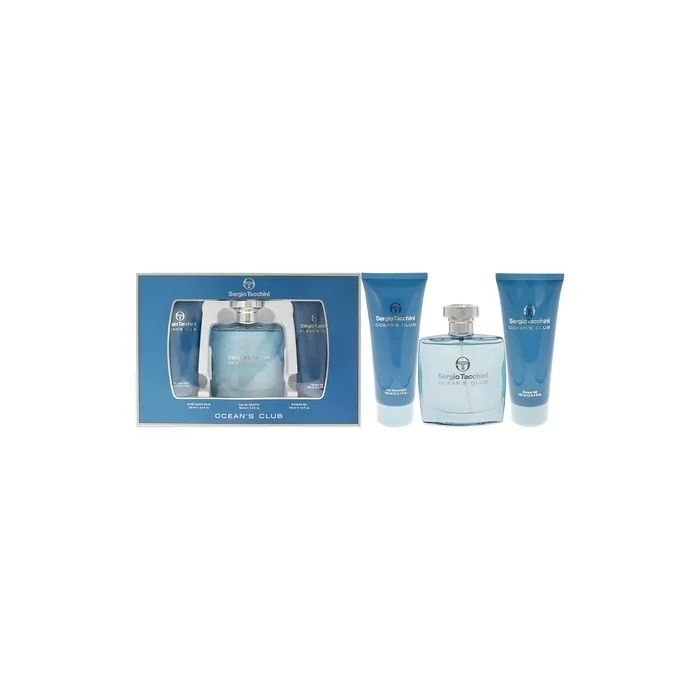 Sergio Tacchini Ocean Club Gift Set Eau De Toilette 100ml Shower Gel 100ml Aftershave Balm 100ml
