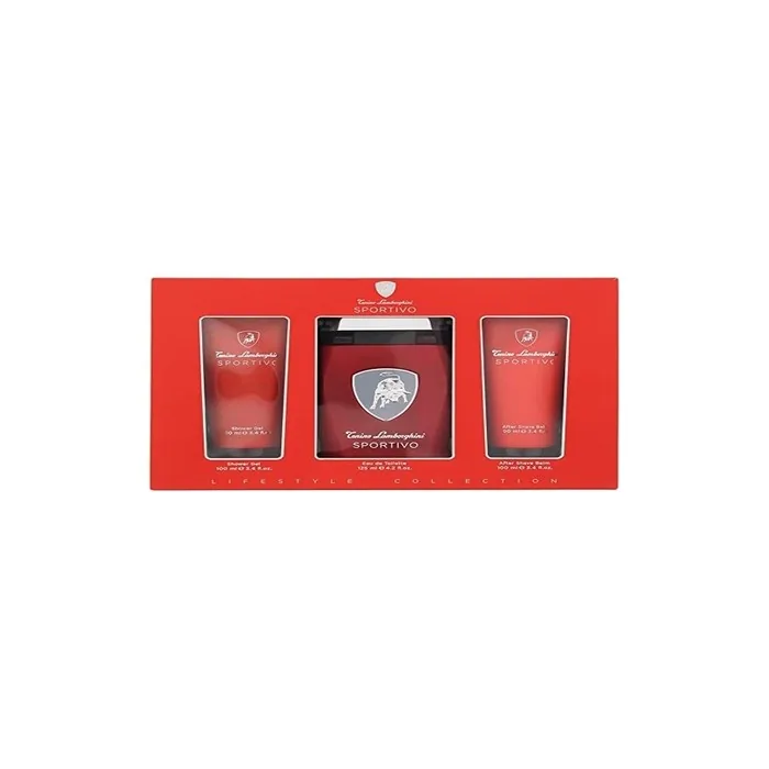 Lamborghini Sportivo 3 Piece Gift Set Eau De Toilette 125ml Shower Gel 100ml