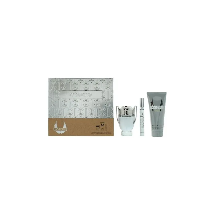 Paco Rabanne Invictus 3 Piece Gift Set Eau De Toilette 50ml And Shower Gel 100ml For Men