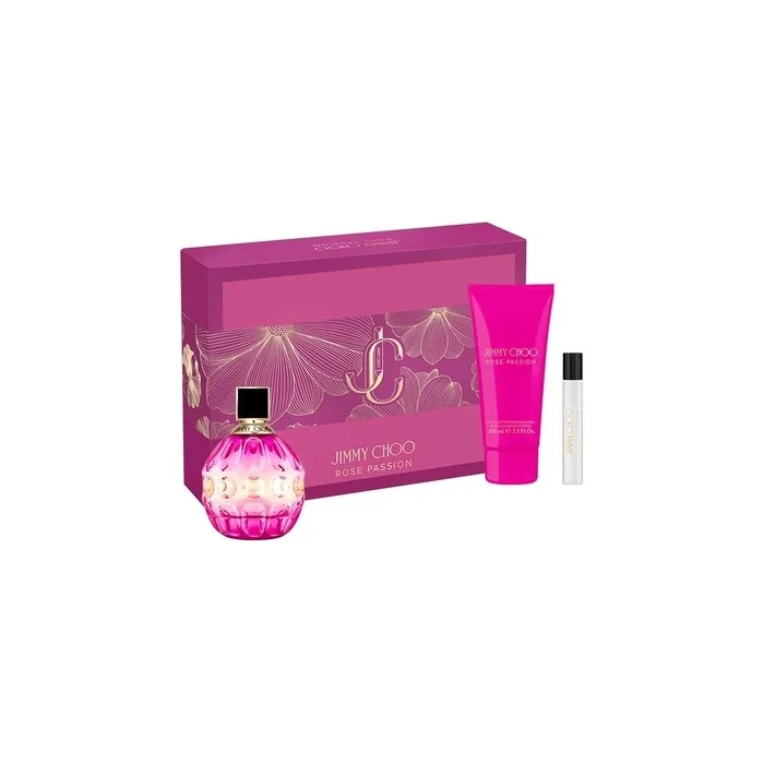 Jimmy Choo Rose Passion Set Eau De Parfum Spray 100ml Miniature Eau De Parfum 75ml Body Lotion 100ml